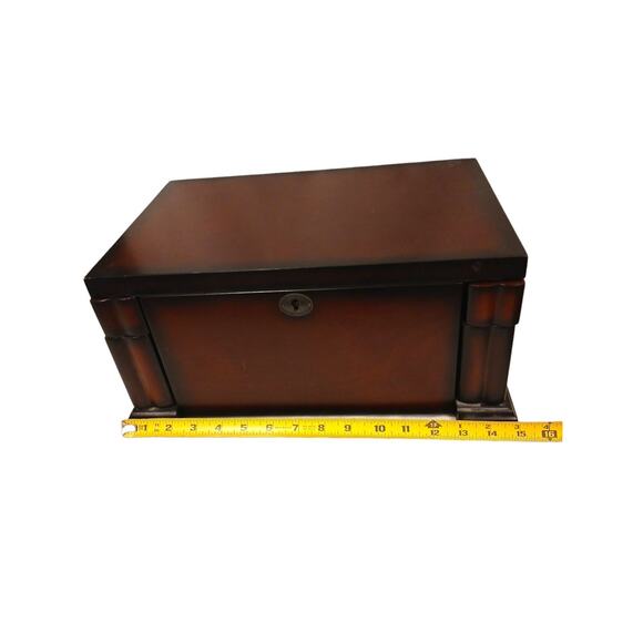 2005 Bombay Company Jewelry Chest 15x9 Compartment Drawers Cherry Wood Vintage - Picture 8 of 16